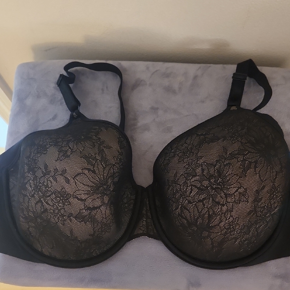 Warner's Black Lace Full Coverage Bra